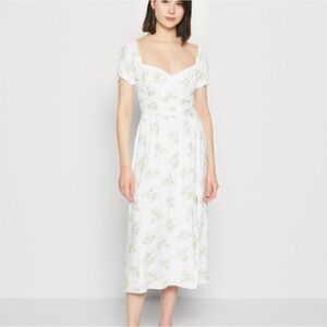 Hollister White Floral Midi Dress